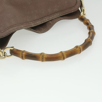 GUCCI Bamboo Hand Bag Leather 2way Pink Brown 282315 Auth 37362