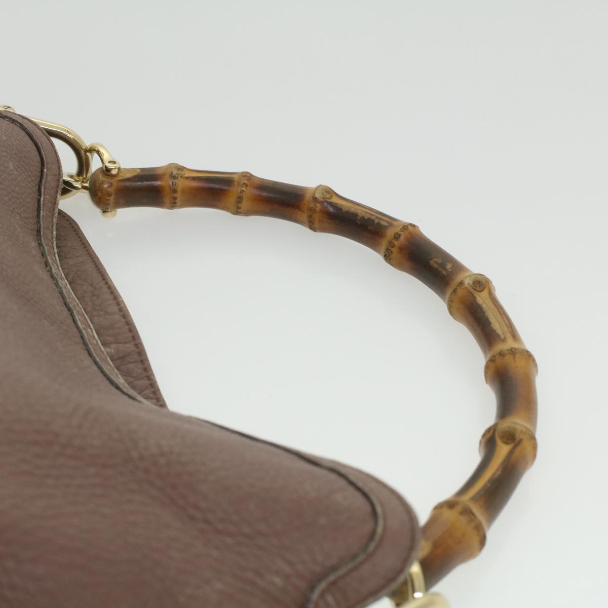 GUCCI Bamboo Hand Bag Leather 2way Pink Brown 282315 Auth 37362