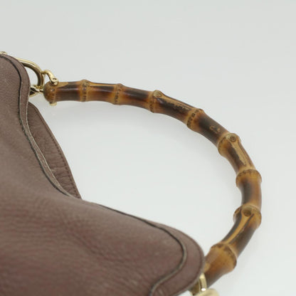 GUCCI Bamboo Hand Bag Leather 2way Pink Brown 282315 Auth 37362