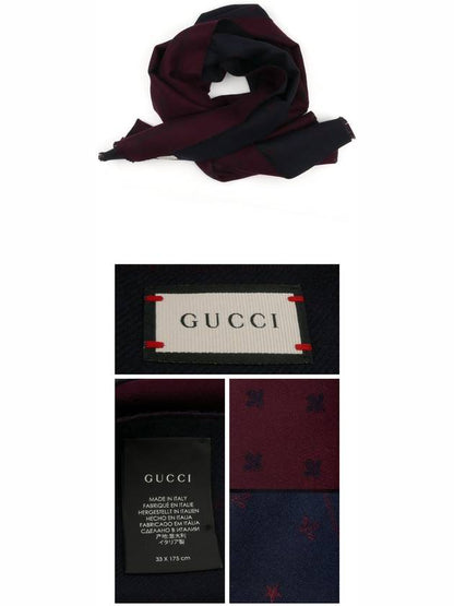 Gucci Bee Pattern Muffler Burgundy