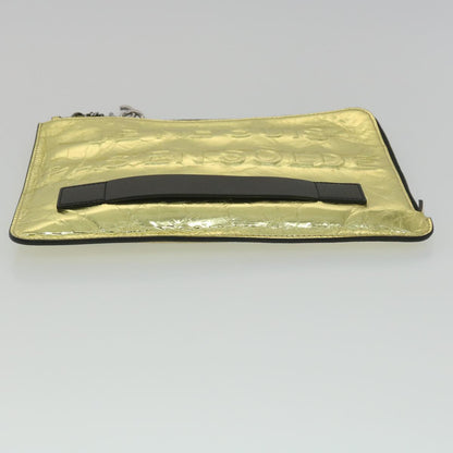 CHANEL Clutch Bag Metallic Leather Gold A82164 CC 38172