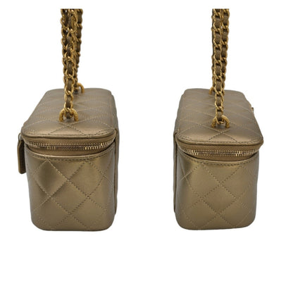 Chanel Metallic Quilted Lambskin Small Dynasty Vanity Case