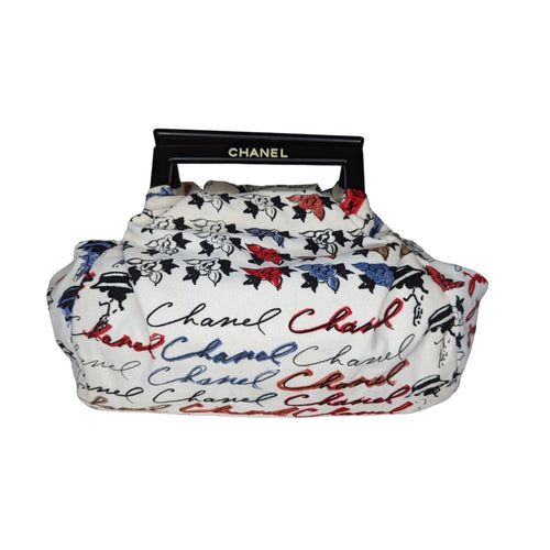 Chanel Vintage Velour Camellia Handle Bag
