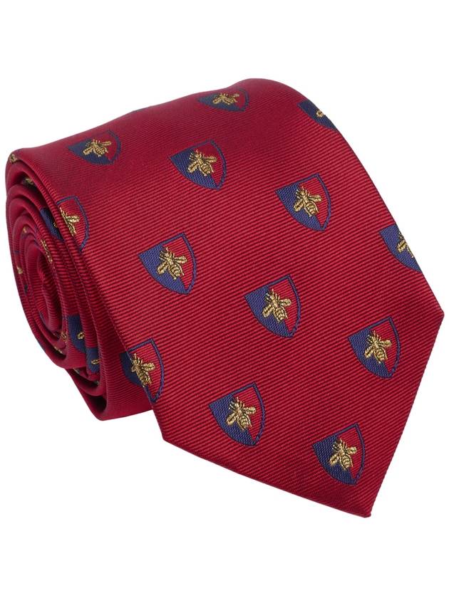 Gucci Bee Logo Silk Tie Red Navy