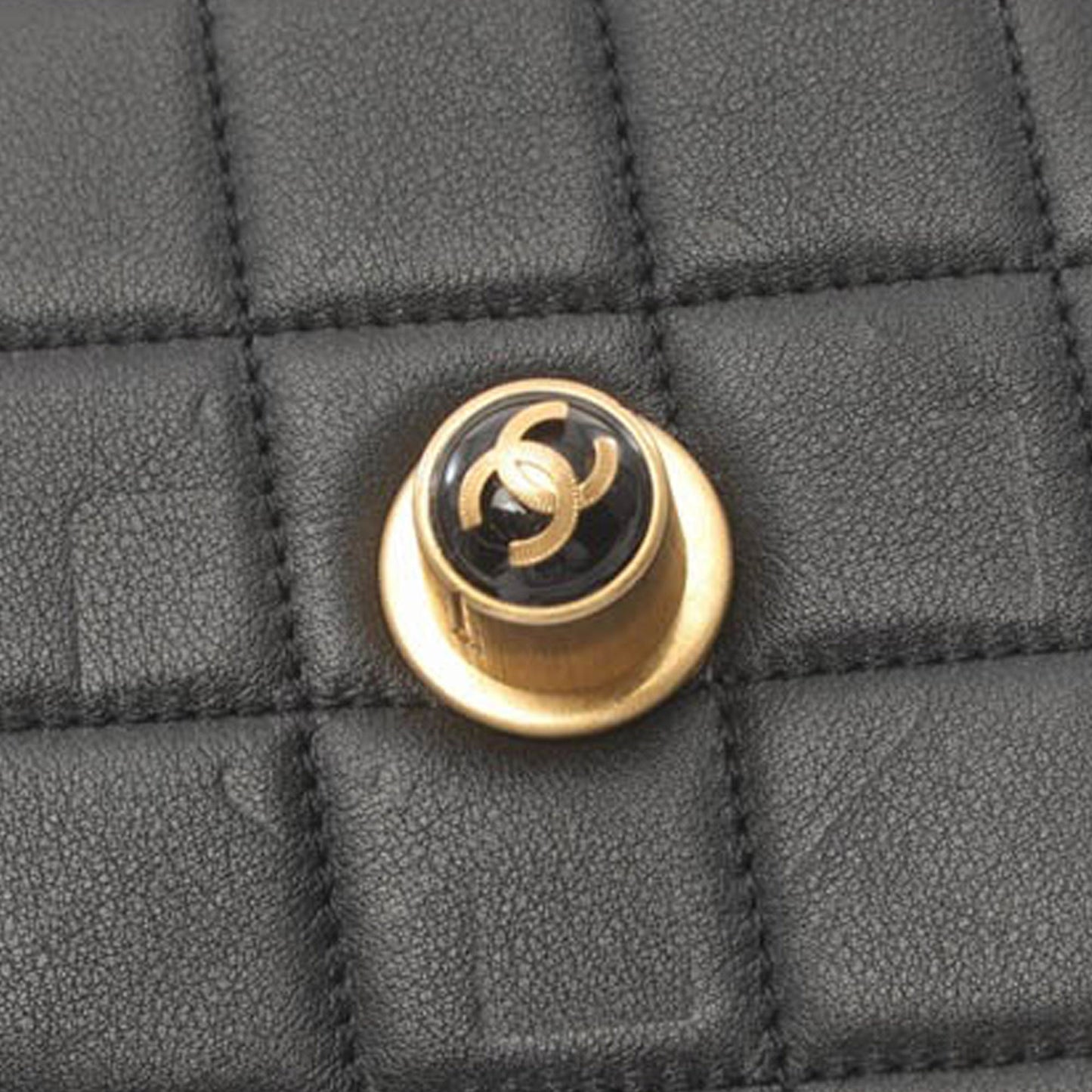 Black Chanel CC Quilted Lambskin Resin and Pearl North South Flap Satchel