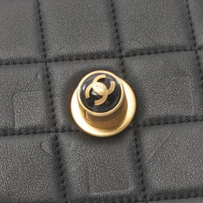 Black Chanel CC Quilted Lambskin Resin and Pearl North South Flap Satchel