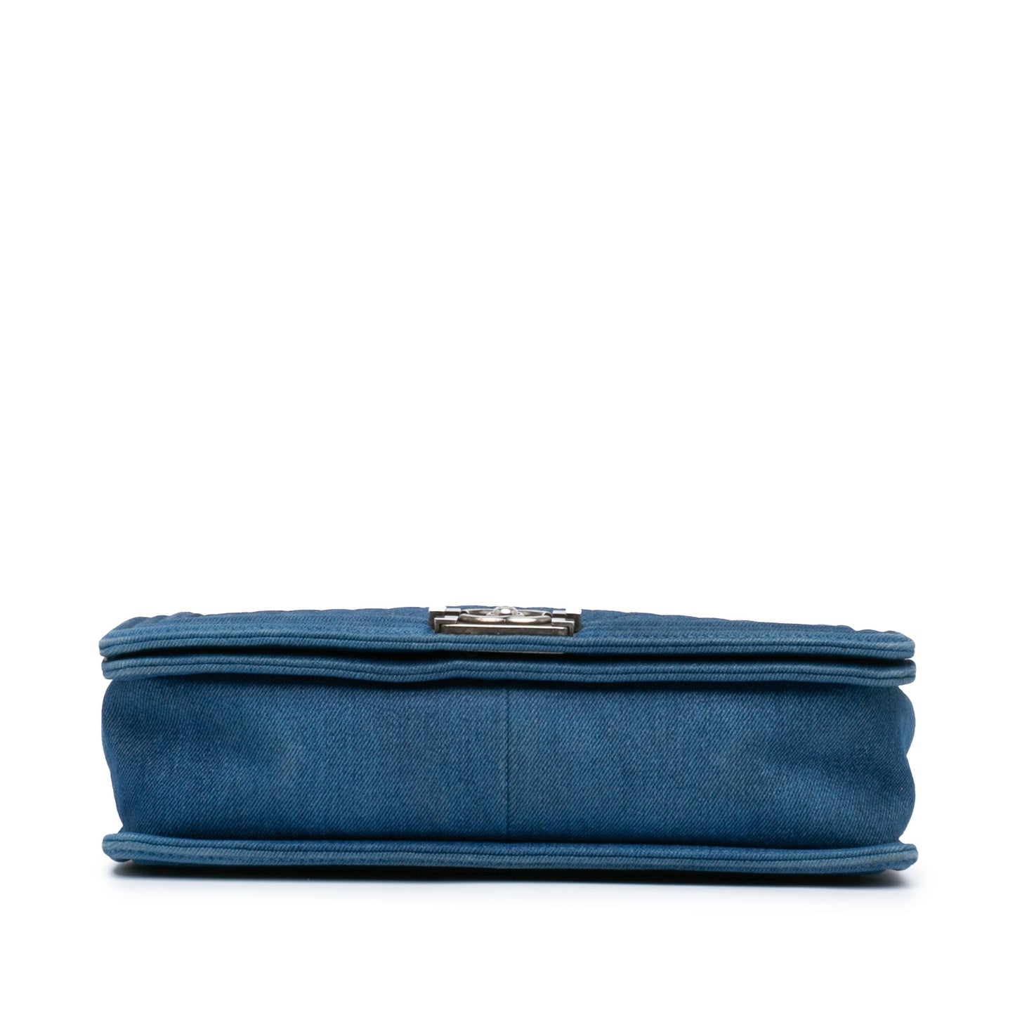 Blue Chanel Large Quilted Denim Boy Flap Crossbody Bag