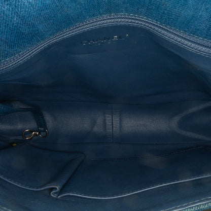Blue Chanel Large Quilted Denim Boy Flap Crossbody Bag