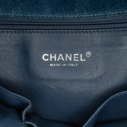 Blue Chanel Large Quilted Denim Boy Flap Crossbody Bag