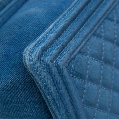 Blue Chanel Large Quilted Denim Boy Flap Crossbody Bag