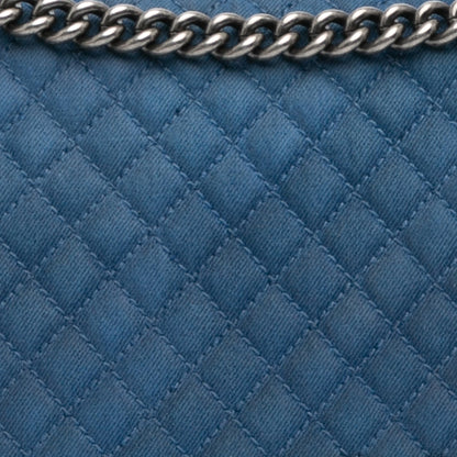 Blue Chanel Large Quilted Denim Boy Flap Crossbody Bag