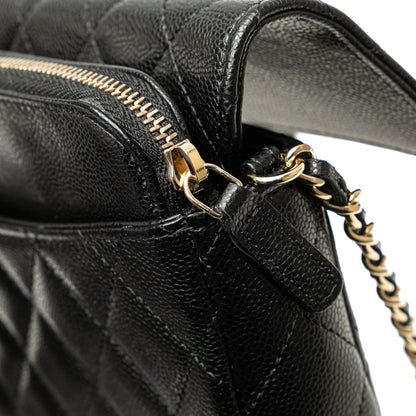 Black Chanel Caviar Quilted Phone Holder Wallet on Chain Crossbody Bag