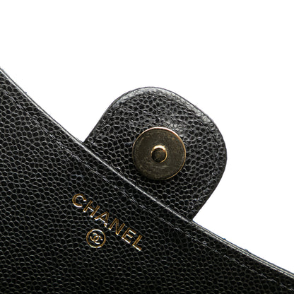 Black Chanel Caviar Quilted Phone Holder Wallet on Chain Crossbody Bag