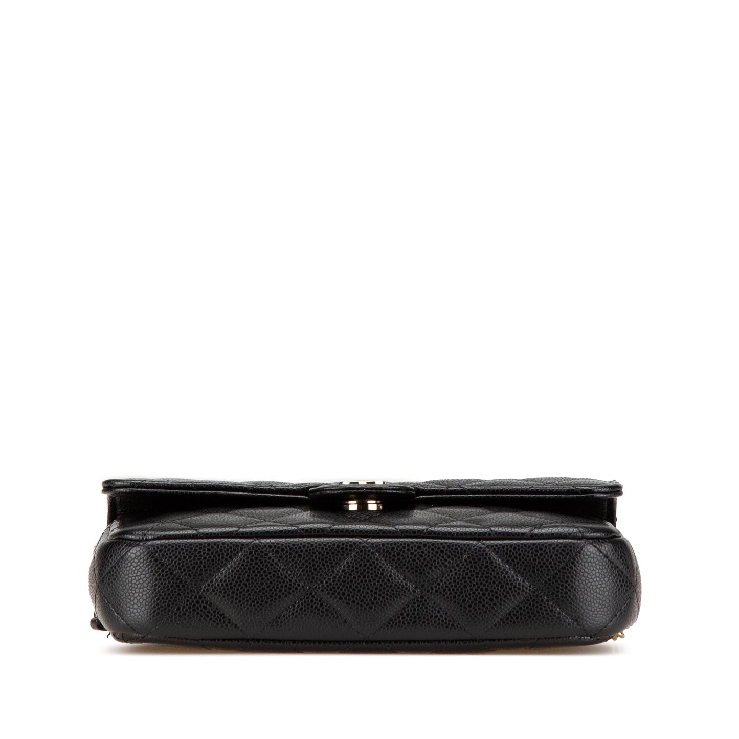 Black Chanel Caviar Quilted Phone Holder Wallet on Chain Crossbody Bag