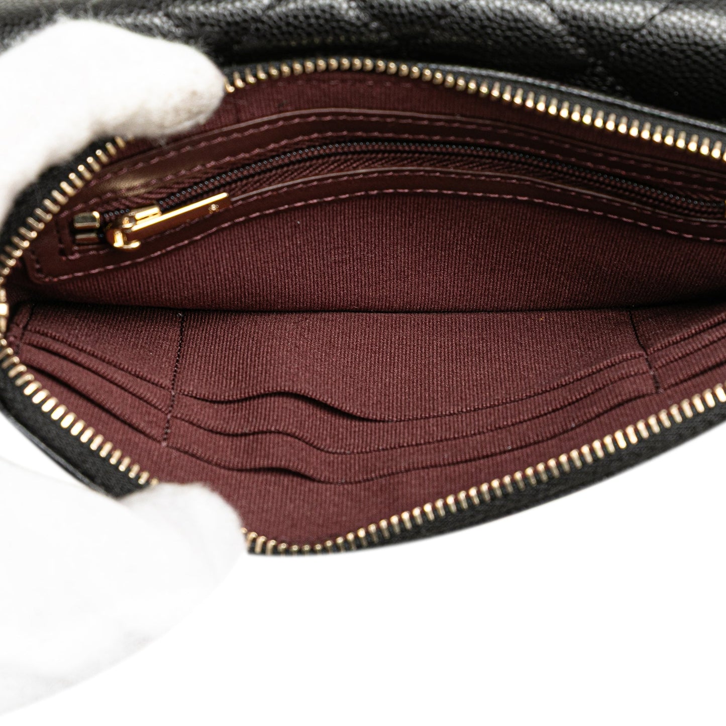 Black Chanel Caviar Quilted Phone Holder Wallet on Chain Crossbody Bag
