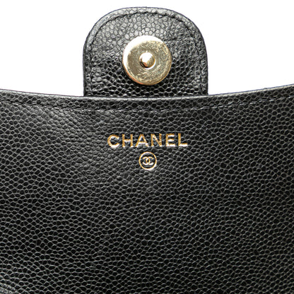 Black Chanel Caviar Quilted Phone Holder Wallet on Chain Crossbody Bag