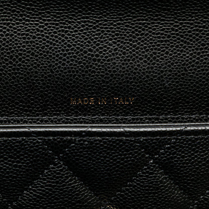 Black Chanel Caviar Quilted Phone Holder Wallet on Chain Crossbody Bag