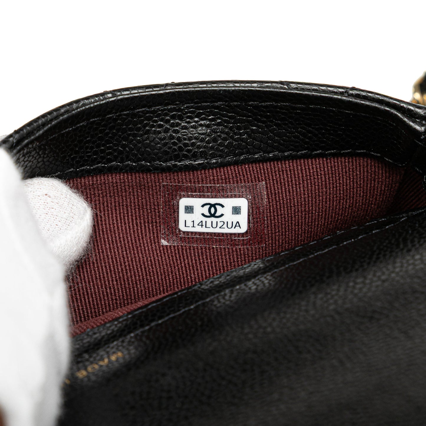 Black Chanel Caviar Quilted Phone Holder Wallet on Chain Crossbody Bag
