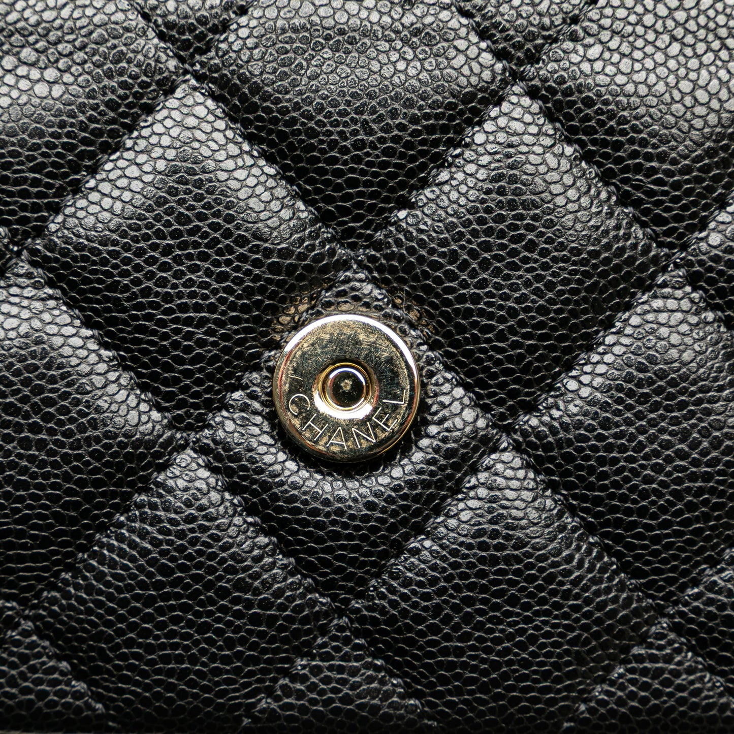 Black Chanel Caviar Quilted Phone Holder Wallet on Chain Crossbody Bag