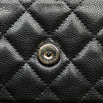 Black Chanel Caviar Quilted Phone Holder Wallet on Chain Crossbody Bag