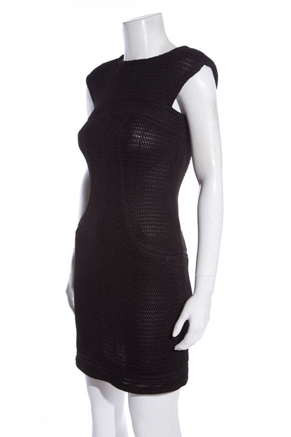 Chanel Black Mesh Perforated Dress SZ 36