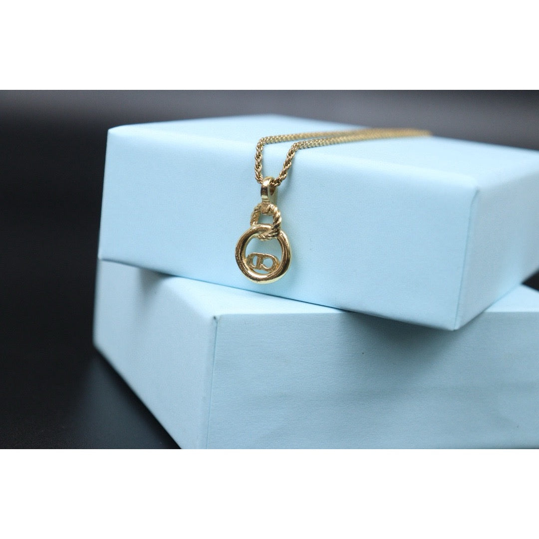 Good ( Rank AB) Dior CD Necklace Gold Plated VT25030126
