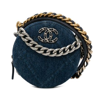 Chanel Sac Denim 19 Round Clutch with Chain