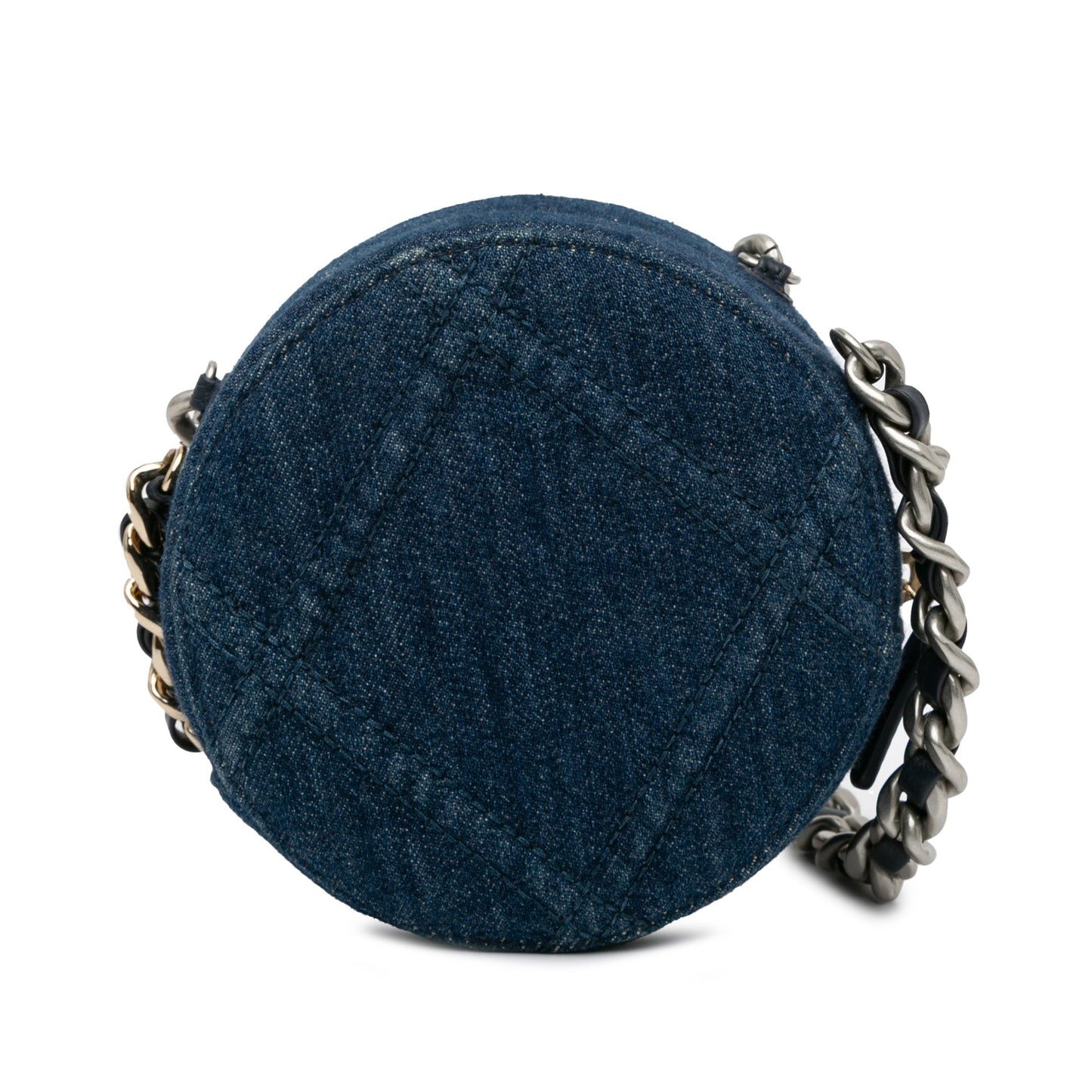 Blue Chanel Denim 19 Round Clutch with Chain Satchel