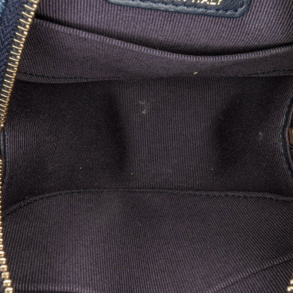 Blue Chanel Denim 19 Round Clutch with Chain Satchel