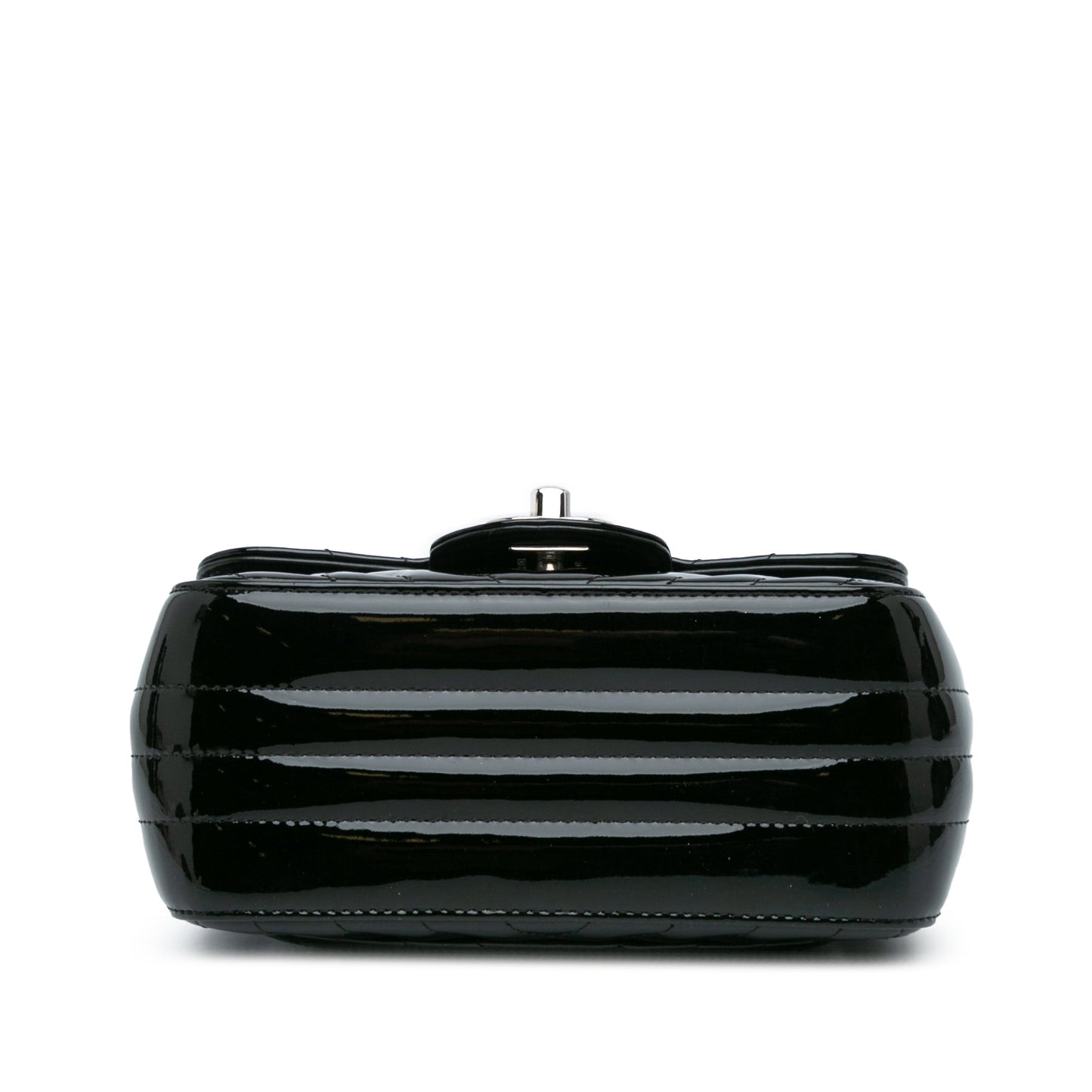 Black Chanel Mini Square Classic Patent Chevron Flap Crossbody Bag