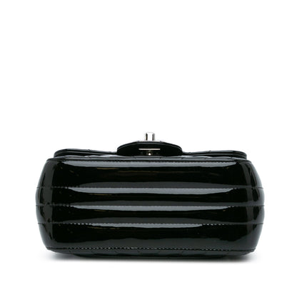 Black Chanel Mini Square Classic Patent Chevron Flap Crossbody Bag