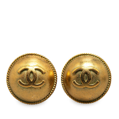 Gold Chanel Gold Plated CC Clip On Earrings