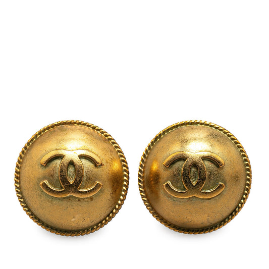 Gold Chanel Gold Plated CC Clip On Earrings