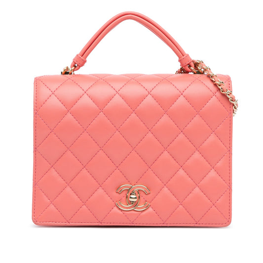 Chanel Sac CC Quilted Lambskin Handle Tied Flap