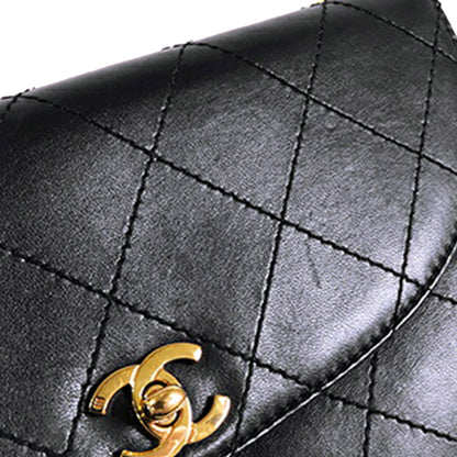 Black Chanel Quilted Lambskin Round Flap Bag