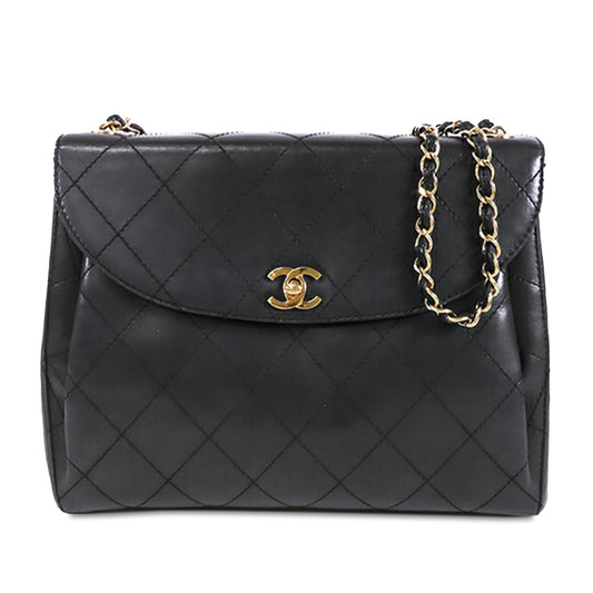 Black Chanel Quilted Lambskin Round Flap Bag