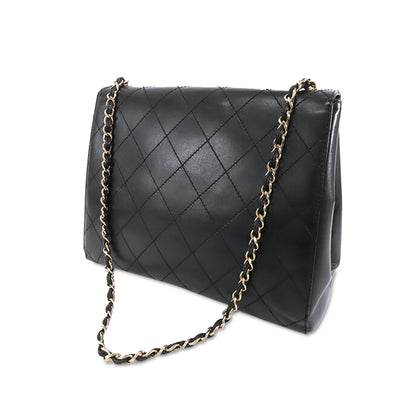 Black Chanel Quilted Lambskin Round Flap Bag