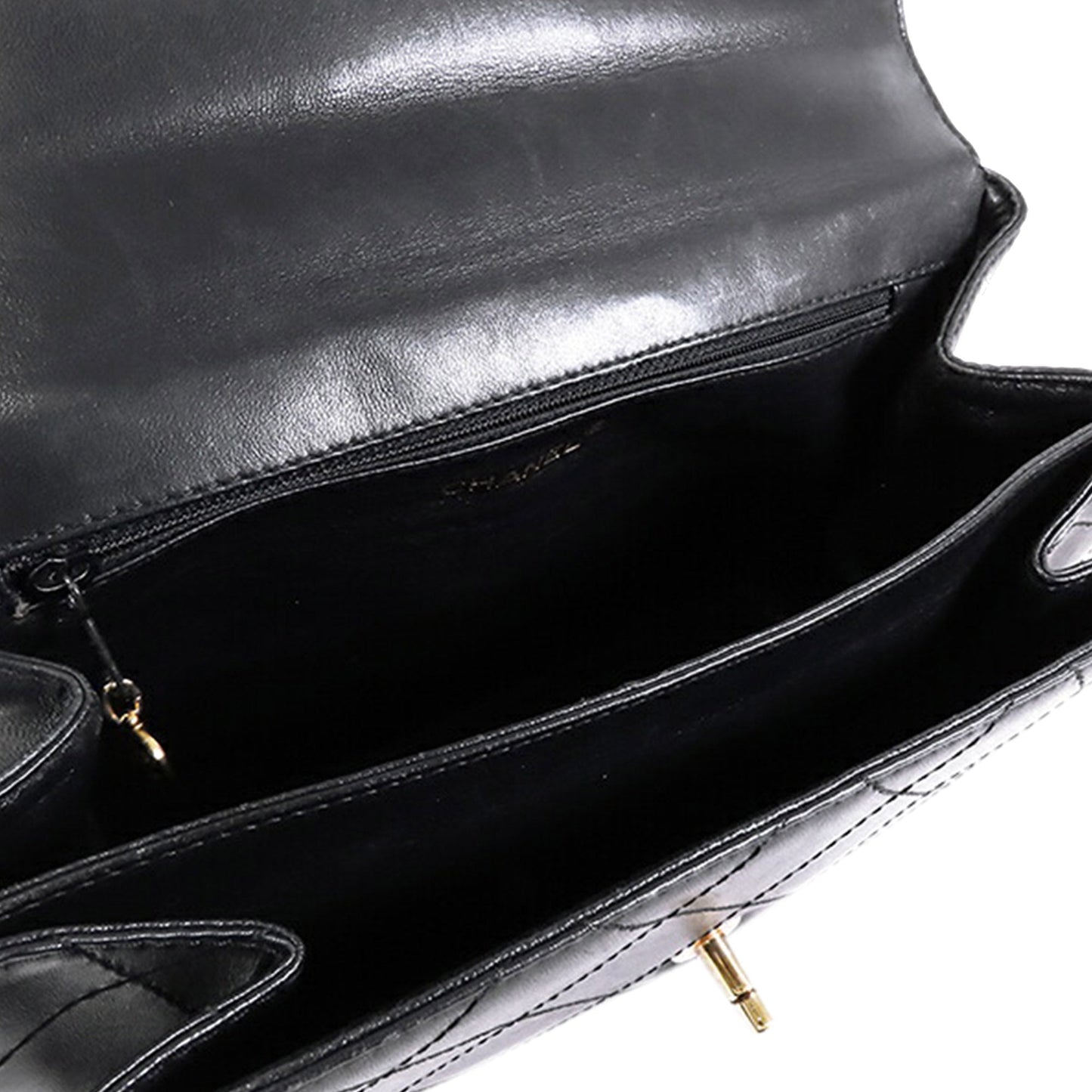 Black Chanel Quilted Lambskin Round Flap Bag