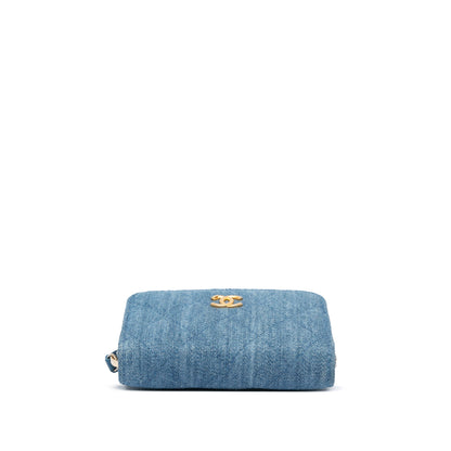 Chanel Sac Mini Denim Pearl Crush Card Holder On Chain