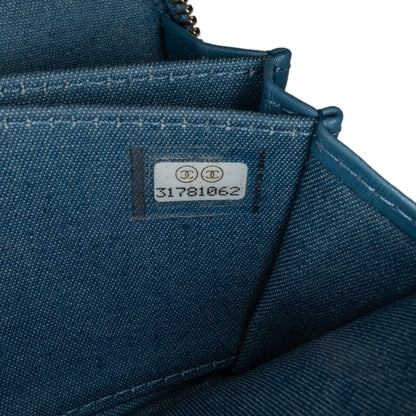 Chanel Sac Mini Denim Pearl Crush Card Holder On Chain