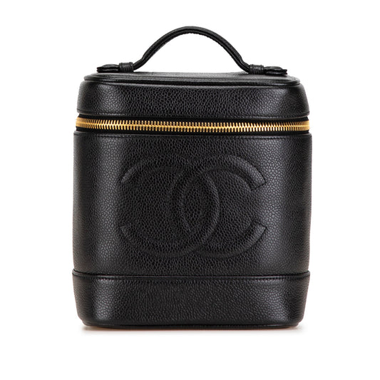 Black Chanel CC Caviar Vanity Case