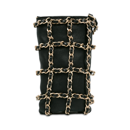 Black Chanel Lambskin Tech Me Out Clutch With Chain Crossbody Bag