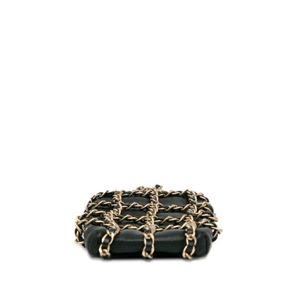 Black Chanel Lambskin Tech Me Out Clutch With Chain Crossbody Bag