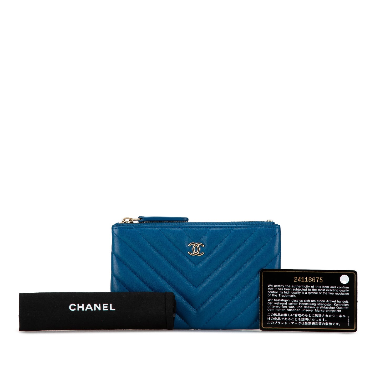 Blue Chanel Chevron Lambskin O Case Pouch
