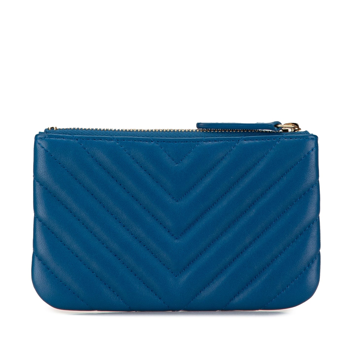 Blue Chanel Chevron Lambskin O Case Pouch