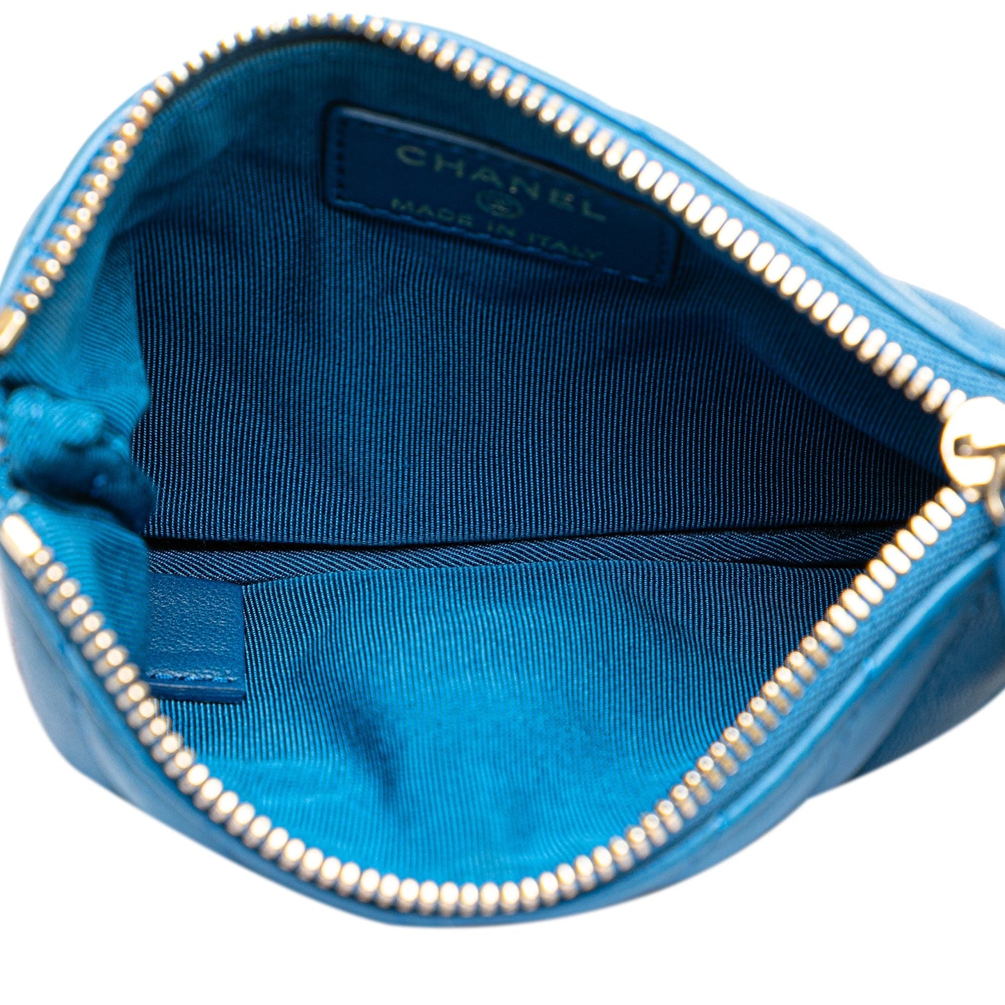 Blue Chanel Chevron Lambskin O Case Pouch