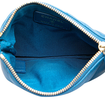 Blue Chanel Chevron Lambskin O Case Pouch