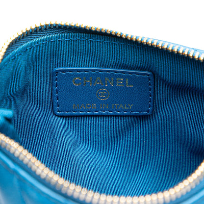 Blue Chanel Chevron Lambskin O Case Pouch