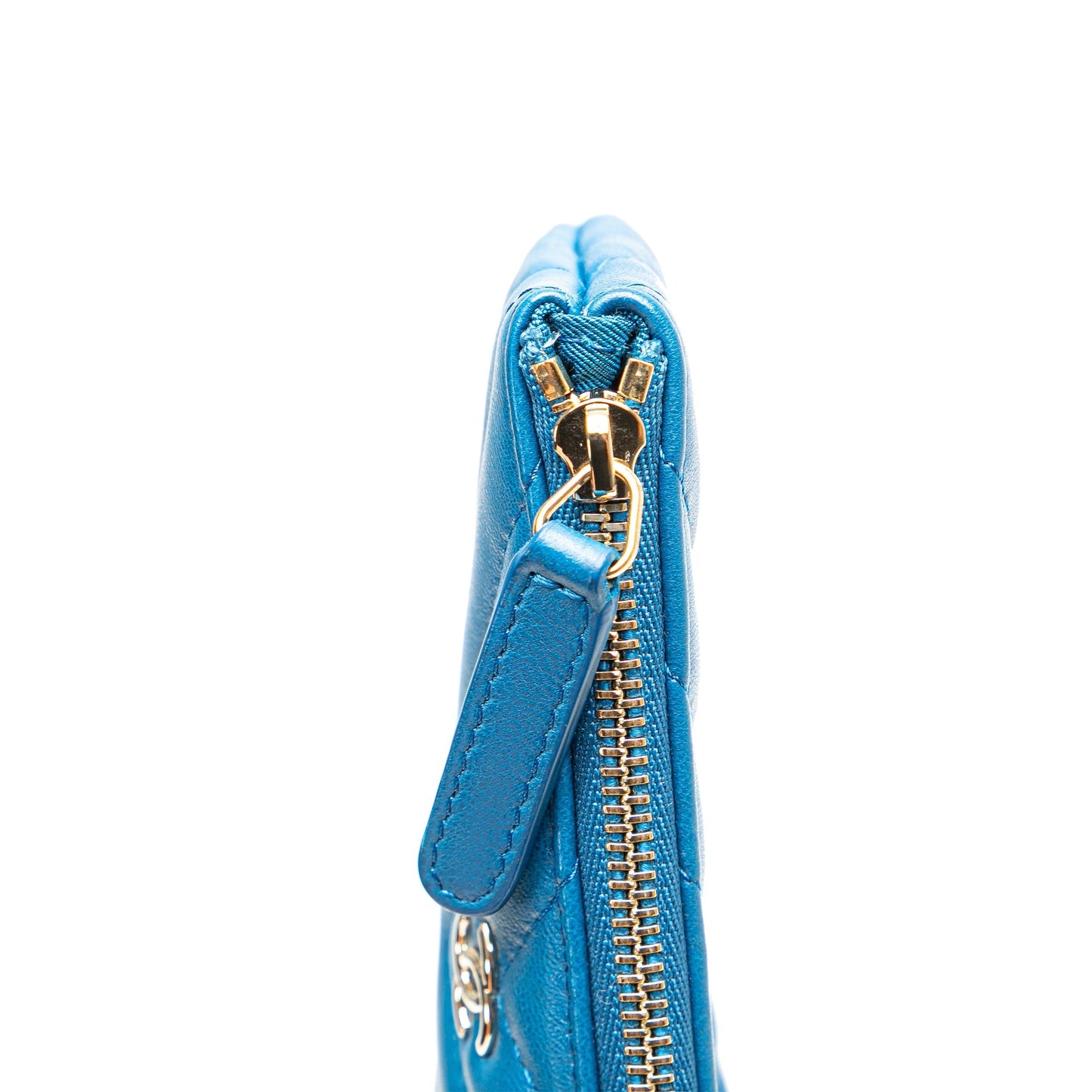Blue Chanel Chevron Lambskin O Case Pouch