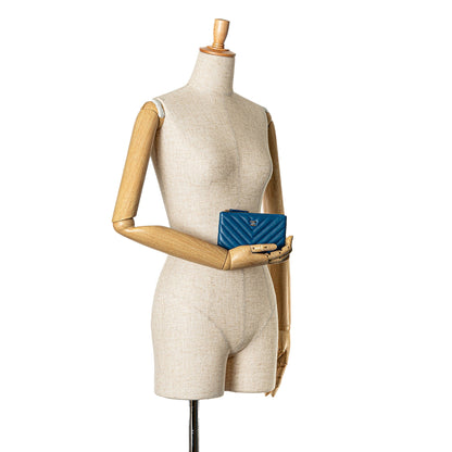 Blue Chanel Chevron Lambskin O Case Pouch